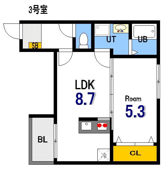 アドバンス矢野西 A棟(1LDK/3階)の間取り写真