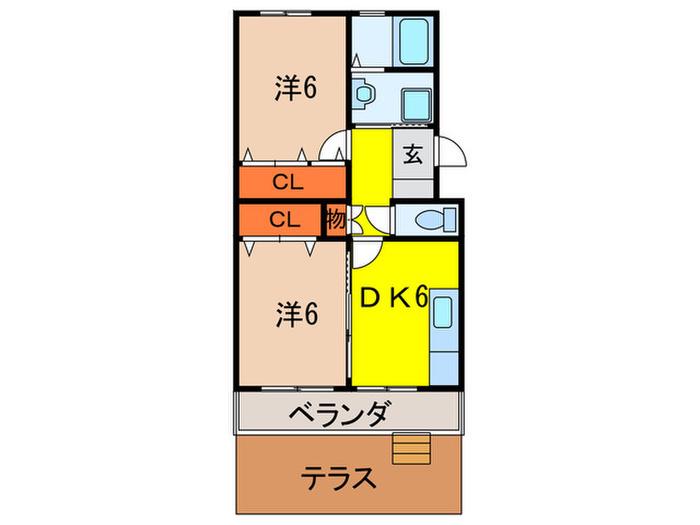 サンリビング仁川(2DK/1階)の間取り写真