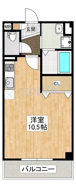 メルベ-ユ高井田(ワンルーム/1階)の間取り写真