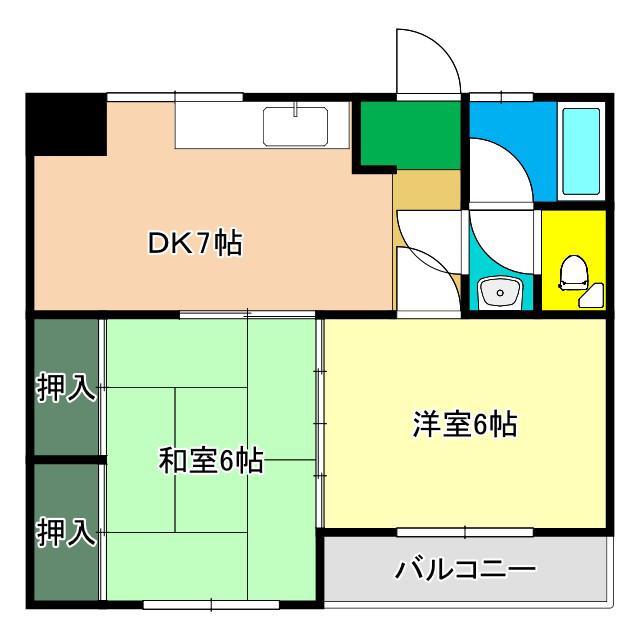 永野マンション(2DK/4階)の間取り写真