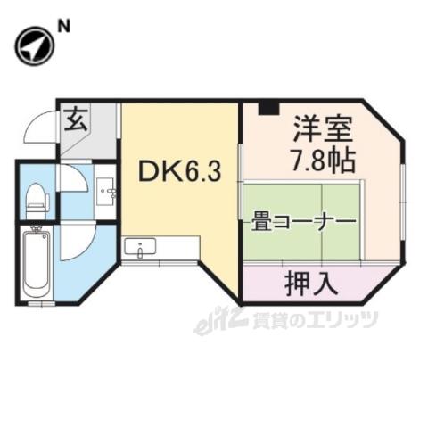 RIZEONE大和高田レジデンス(1DK/2階)の間取り写真