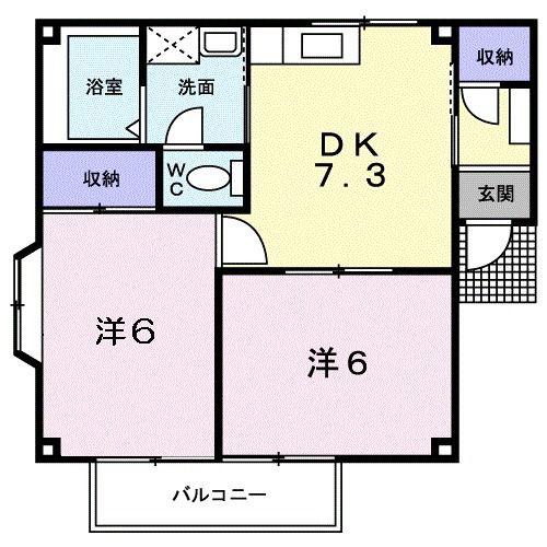 プラトージャルダン(2DK/2階)の間取り写真