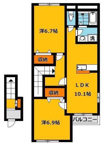 カーサ・デ・ピノ(2LDK/2階)の間取り写真