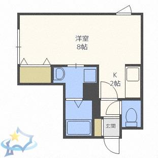リーブル南円山(1K/2階)の間取り写真