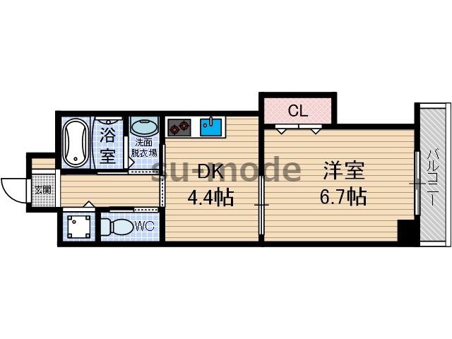 マンションクォーレ(1DK/6階)の間取り写真