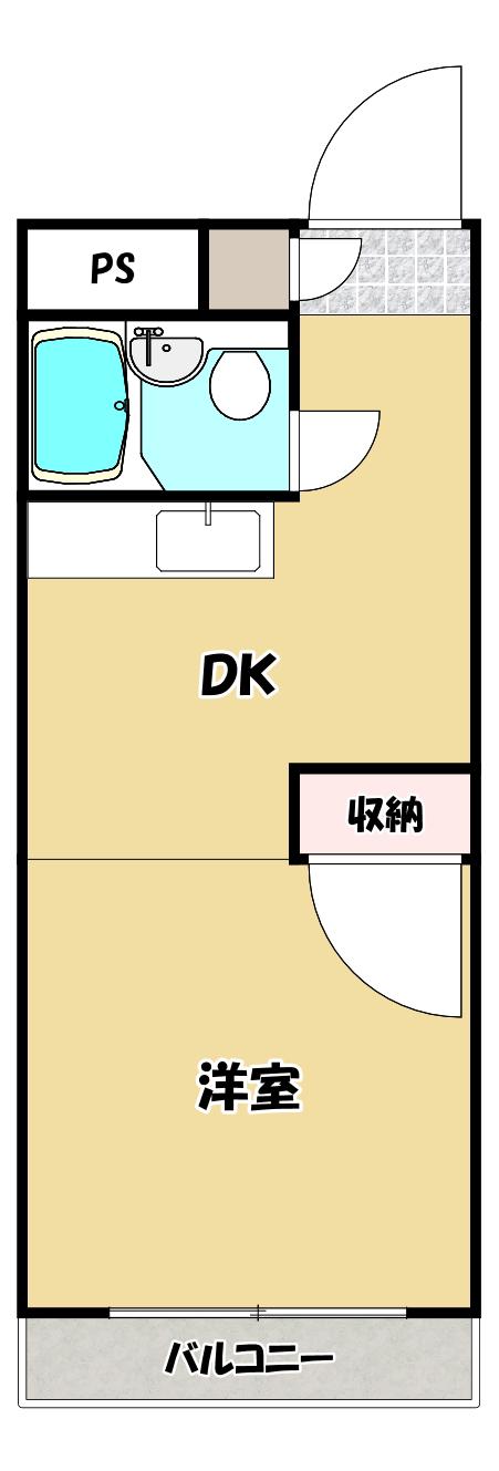 コーポイン天王寺パート1(1DK/4階)の間取り写真