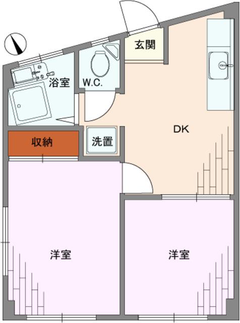 福島ハイツ(2K/1階)の間取り写真