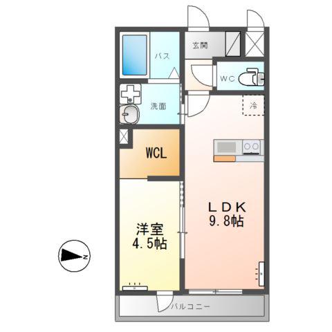 土浦市荒川沖東アパート(1LDK/2階)の間取り写真