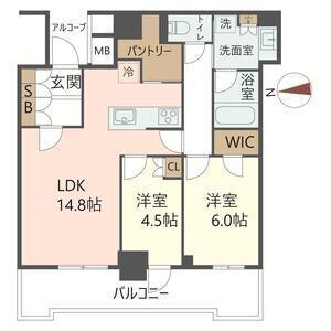 シエリアタワー大阪堀江(2LDK/34階)の間取り写真