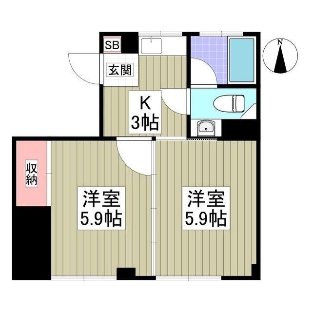 関コーポ(2K/1階)の間取り写真
