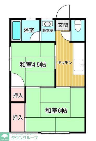 笹目ハイツ(2K/2階)の間取り写真