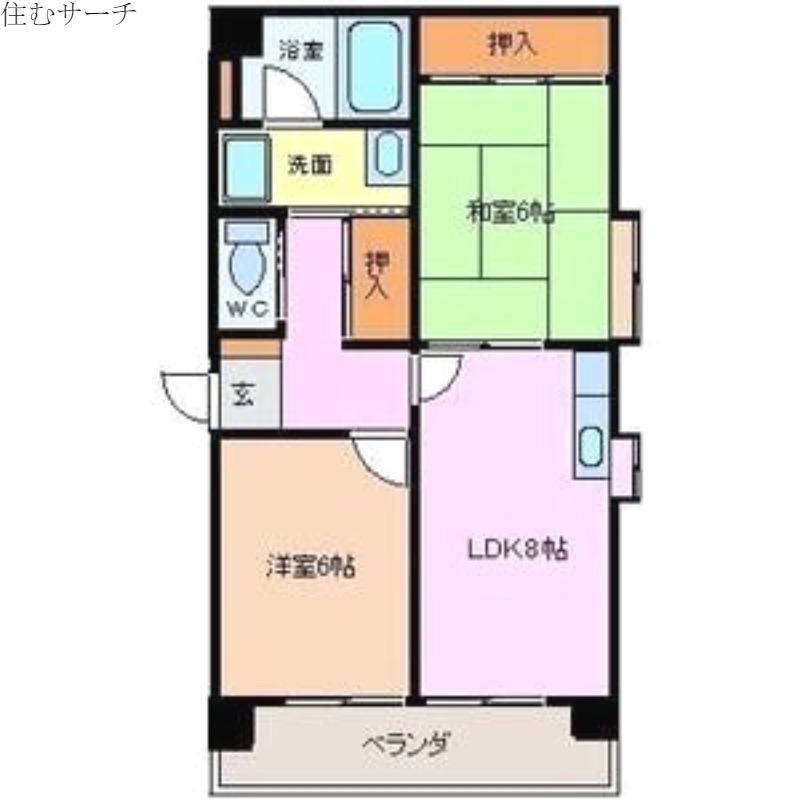 レスカール鵜の森(2DK/3階)の間取り写真