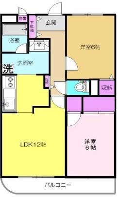 クレストコート(2LDK/2階)の間取り写真