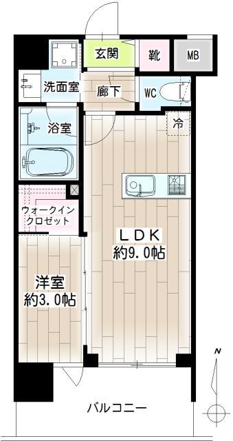 リシャール川崎THE ウエスト(1LDK/4階)の間取り写真
