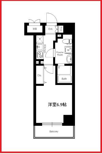 エクアス錦糸町(1K/3階)の間取り写真