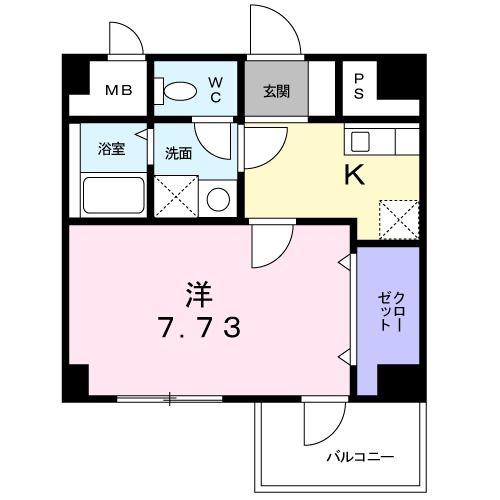 T&A横浜白金(1K/4階)の間取り写真