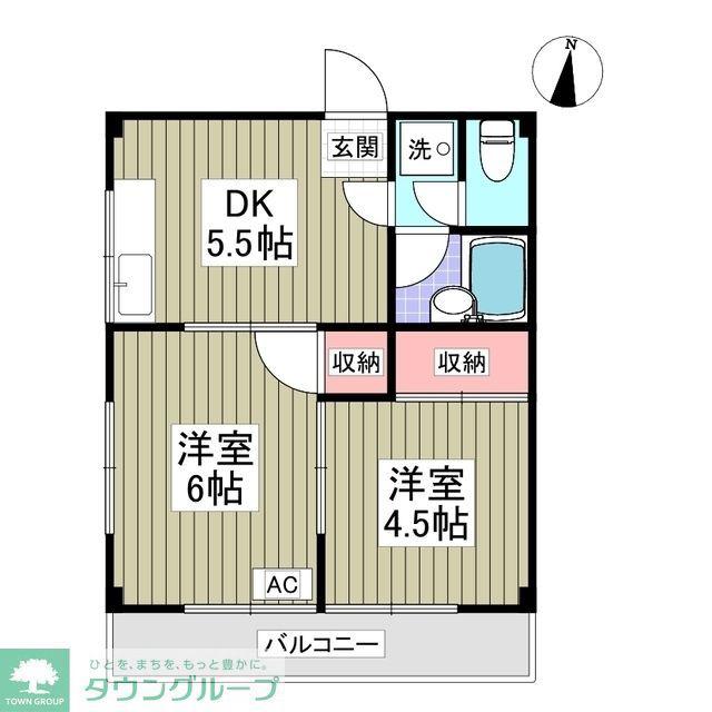 サンクレール(2DK/2階)の間取り写真