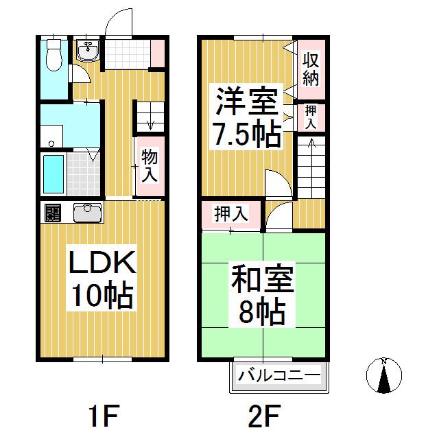 スカイハイツ(2LDK/1階)の間取り写真