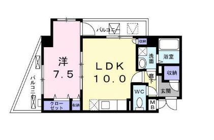 リバティーズSAGA.(1LDK/4階)の間取り写真