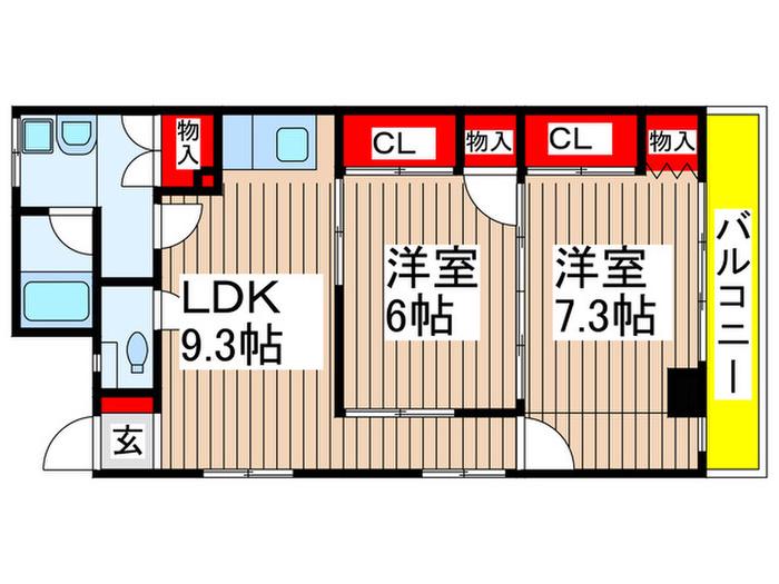 吉野ビル(2LDK/4階)の間取り写真