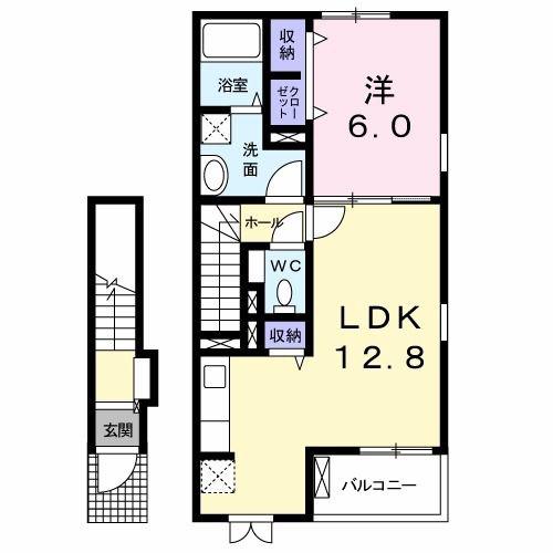 ミルト住吉II(1LDK/2階)の間取り写真