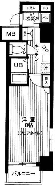 スカイコート日本橋浜町第3(1K/6階)の間取り写真
