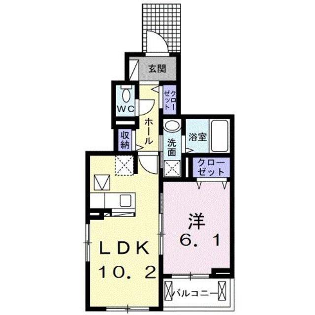 カルム ヴィラージュ(1LDK/1階)の間取り写真