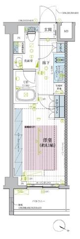 ブライズ蒲田イースト(1K/2階)の間取り写真