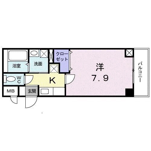 富小路四条マンション(1K/2階)の間取り写真