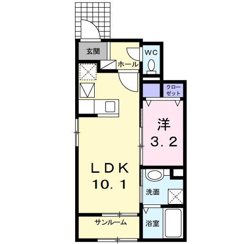 アルコンシエル・トイロ(1LDK/1階)の間取り写真