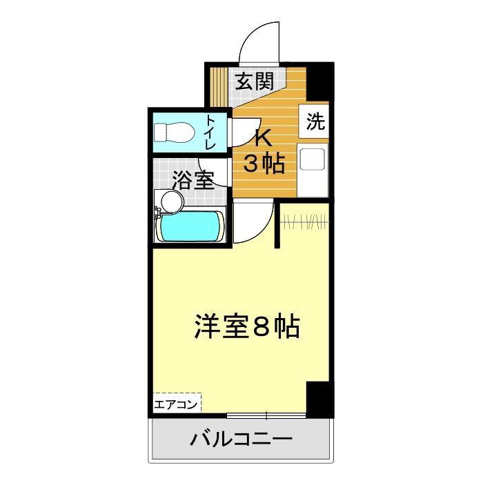 パラディアン一の宮(1K/8階)の間取り写真