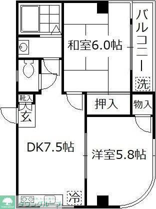シュロス吉川(2DK/3階)の間取り写真