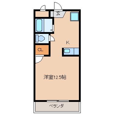 レジデンスT(ワンルーム/2階)の間取り写真