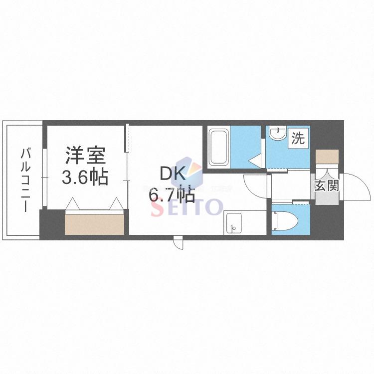 KS SQUARE ESAKA(1DK/8階)の間取り写真