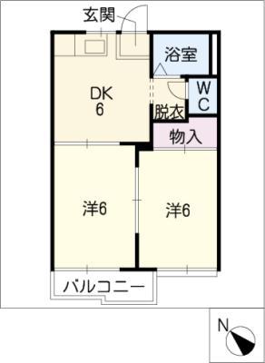アネックス南(2DK/2階)の間取り写真