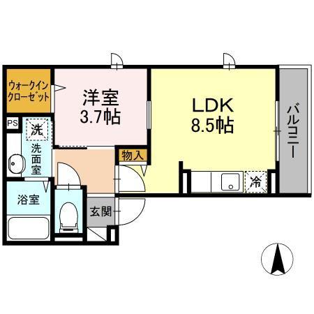 サクラパレスS(1LDK/1階)の間取り写真