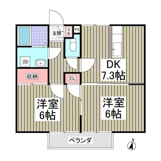 ヴィラ・オトンヌ A・B・C(2DK/2階)の間取り写真