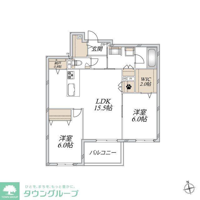 JUMEAUX 北館(2LDK/3階)の間取り写真