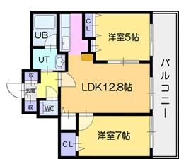 ライラックコート円山大通(2LDK/5階)の間取り写真