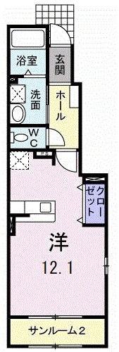 ファーストヒストリーC(ワンルーム/1階)の間取り写真