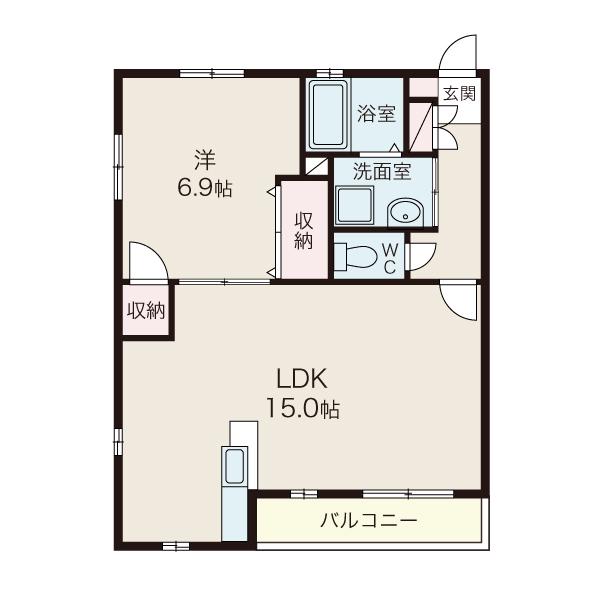 サンブライトI(1LDK/2階)の間取り写真