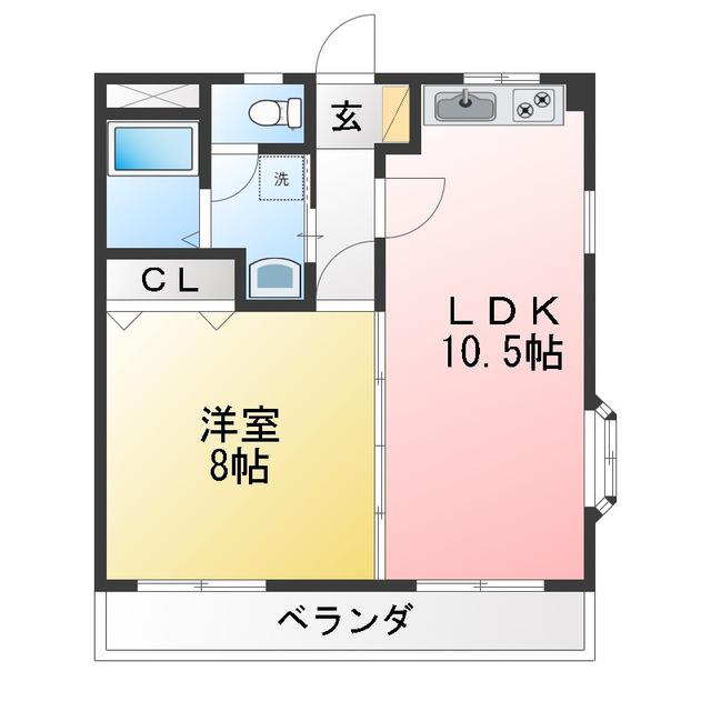 あさひ弐番館(1LDK/1階)の間取り写真