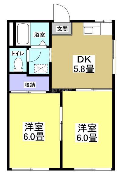 メゾン谷上B(2DK/2階)の間取り写真