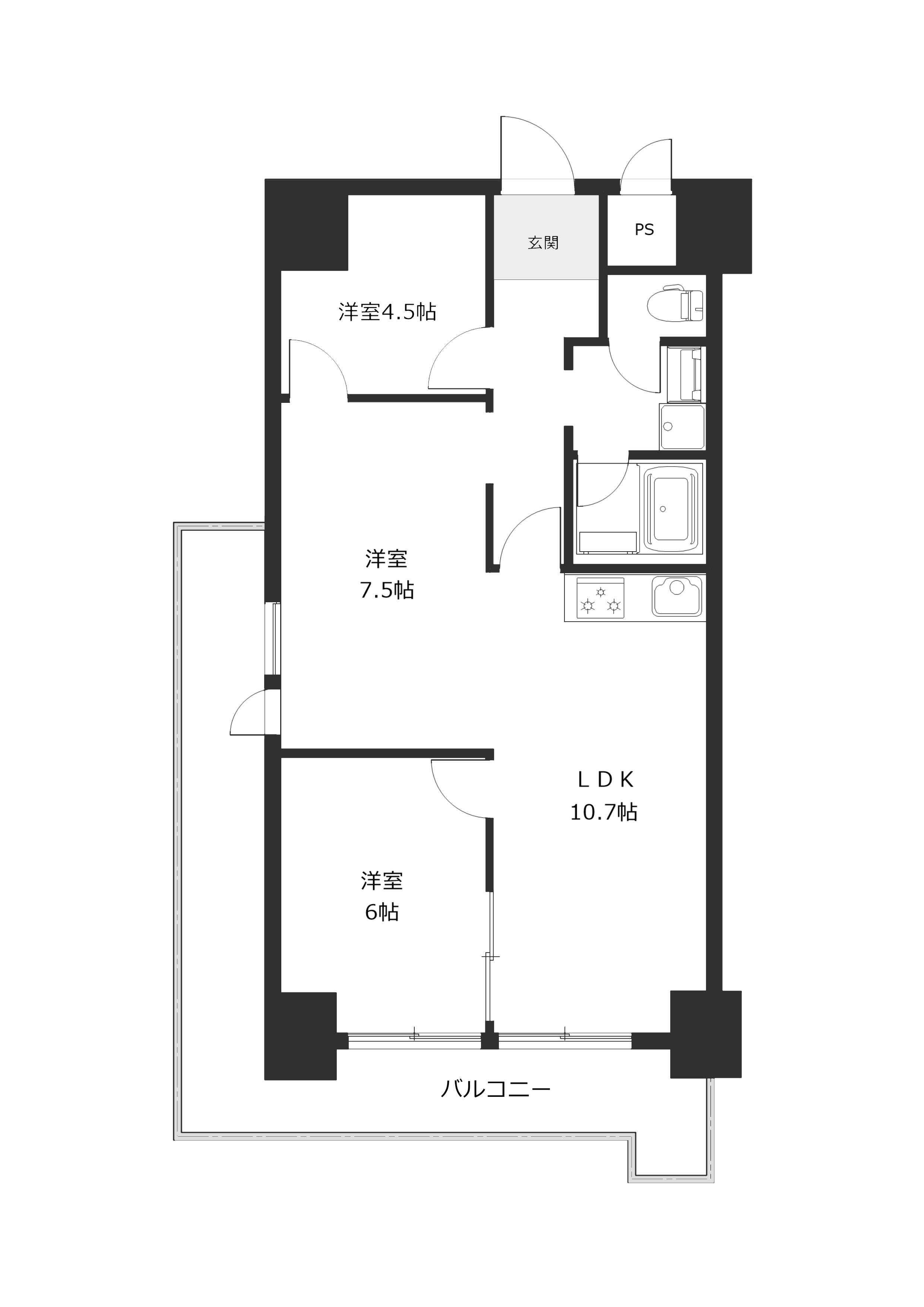 朝日プラザ上本町(2LDK/4階)の間取り写真