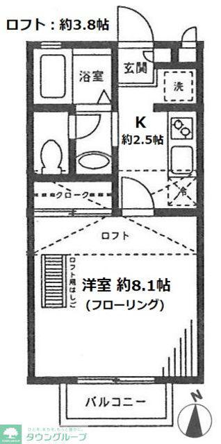 プラザワン(1K/2階)の間取り写真