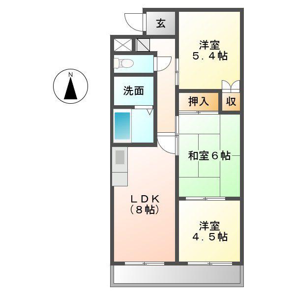 プラティーク ヴィラ(3LDK/3階)の間取り写真