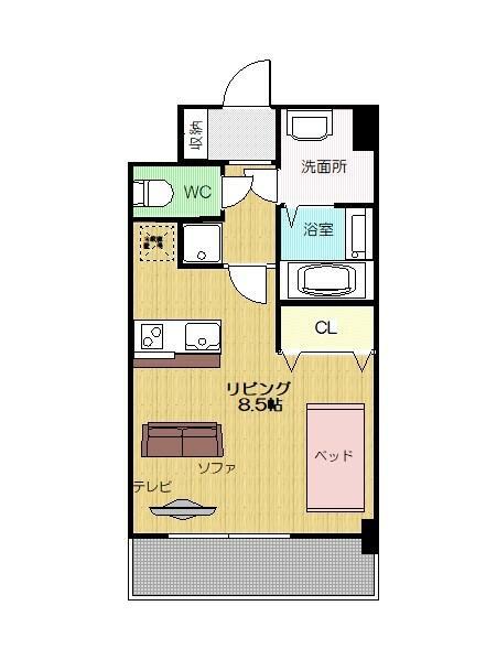 BBコート姪浜(ワンルーム/5階)の間取り写真