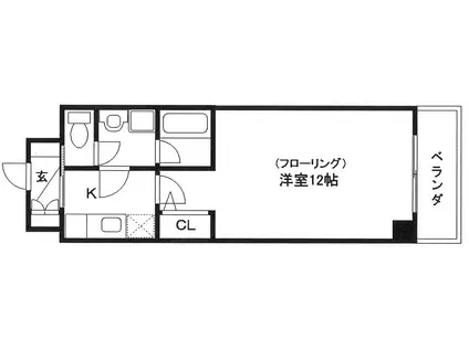 ウエストサイド(1K/3階)の間取り写真