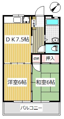 青葉山ハイツ(2DK/1階)の間取り写真