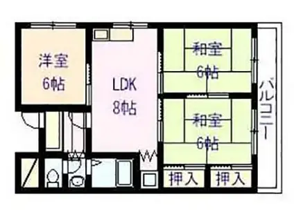 マンショングランディー(3LDK/2階)の間取り写真